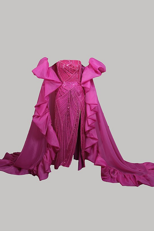 Pembe Taşlı Elbise